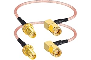 Boobrie Câble SMA 15CM SMA Femelle à SMA Mâle à Angle Droit Rallonge SMA Coudé RG316 15CM Câble d'Antenne WiFi Câble SMA Mâle 90 Degrés Connecteur SMA Femelle de Cloison pour Antenne WiFi 2PCS