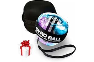 GENÉRICO GYRO BALL: Bola para Mano de rehabilitacion y entrenamiento Fortalecimiento fortalecedor de muñeca y antebrazo fuerza agarre de JCSSHOPING, con Luces LED y Núcleo Inoxidable y funda deluxe de REGALO