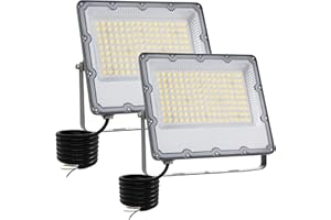 MEEKBOS 2 Pezzi Faretto LED da Esterno 100W, IP66 Impermeabile Luce Bianca Fredda 6500K di Sicurezza per Terrazza, Giardino, Patio, Parco, Garage