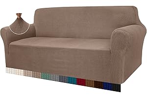 Granbest, copridivano Elasticizzato ad Alta Elasticità, Moderno e Jacquard, copridivano Elastico, per Soggiorno, Protezione per Cani e Animali Domestici (3 posti, Cammello)
