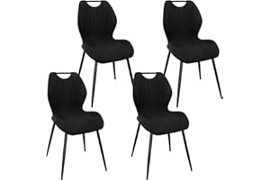 ANVOFONG Set of 4 Dining Chairs, Kitchen Chairs with Upholstered Pad Seat and Metal Legs, Suitable for Kitchen, Living Room, Restaurant(Black).