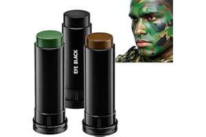 EHIOG Kit de Peinture Camouflage Visage 3 Couleurs – Maquillage Tactique Noir, Brun, Vert – Stylo de Camouflage pour Le Visage Stylo Tactique, Maquillage Bodypainting