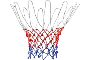 TRIXES Filet de Basket Équipement de Sport pour la Maison - Nylon Rouge Blanc et Bleu - 12 Boucles pour Jardin intérieur et extérieur - Équipement de Gym - Design Professionnel