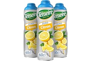 Teisseire Zéro Sucre, Sirop de Citron pour Boisson Rafraîchissante, Cocktails, Bidon 3x60cl