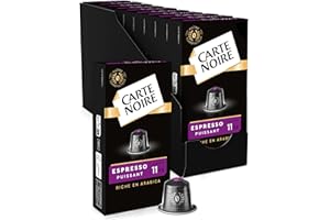 CARTE NOIRE - Capsules de Café Espresso Puissant N°11 Compatibles Nespresso® - Café Arabica - Lot de 10 x 10 Capsules Aluminium - Fabriqué en France