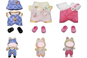 NIRCHO 3 Sets of Cute Doll Clothes Suit for Labubu Doll, Plush Clothes for 17cm Doll, ,Clothing Sets for Labubu Doll(No Doll Only Clothes), Miniature Accessories Set Dress Up Gift