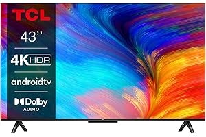 TCL 43P639K 43-inch 4K Smart TV, HDR, Ultra HD, TV Powered by Android Bezeless design (Freeview Play, Game Master, Dolby Audio, HDR 10 compatible with Google assistant & Alexa) Black