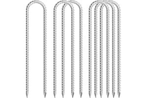APRAGAZ Tent Pegs Metal Heavy Duty, 12 Inches Galvanised Trampoline Pegs Heavy Duty, Steel Tent Stakes Camping Pegs With Rebar,U Shaped Pegs For Trampoline, Football Goal Net, Marquees,Gazebos,Swing(6 Packs)