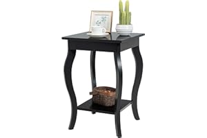 LIFEZEAL Comodino Camera da Letto, Comò, in Legno, Tavolino da Notte a 2 Ripiani, Tavolino Basso da Divano, Portaoggetti, Semplice, Moderno, Max 17 kg, per Soggiorno, Salotto, 40x40x60 cm, Nero