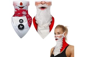 ZZLBZN Christmas Face Masks for Adults Bandana, 2Pcs Santa Face Masks for Adults Reusable, Christmas Masks with Ear Loops Face Scarf Seamless Adjustable Neck Gaiter for Men and Women