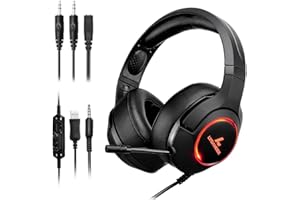 LYCANDER Gaming Headset with Microphone LED Light, 3.5mm input - for PC, PS4, Xbox One, Nintendo Switch and more (Advanced - Black/Orange)