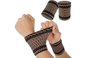 YUXIANLB Copper Wrist Compression Sleeves, 1 Pairs Wrist Brace Wrist Support for Weightlifting Fitness Yoga Workout, Sprains, Tendonitis, Adjustable Wrist Sleeves for Women and Men (M)