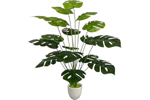 Zelihrdu Plantas Artificiales Decorativas Grandes Tropic Arbol Artificial para Interior Exterior Hogar Baño Oficina Jardín Boda Realista Planta Falsa Decoración (75cm Monstera Verde)