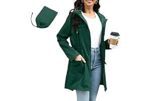 PONCEAU Women's Waterproof Rain Jacket, Breathable Windbreaker, Softshell Jacket, Lightweight Jacket, Breathable, Packable