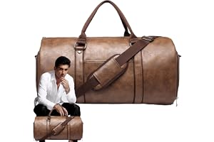 Garment Duffle Bags - 55,88 cm Läder Resväska, Cabriolet Dräktbärare | Skofack, Rymlig Hållbar Design | Lättvikts PU-läder 2 i 1 plaggväska för män kvinnor semesterresor