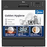 Midea 8 Place Setting Countertop Dishwasher, 6 Wash Programs, Intensive Wash, Water Efficient (Portable Table Top, Compact De