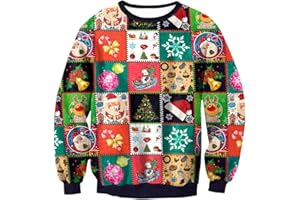 BesserBay Weihnachten Unisex Herren 3D Gedruckt Langarm Rundhals Weihnachtspullover S-XXL