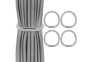 VEGCOO 4 Stück Magnetische Vorhang Raffhalter, Grau Raffhalter für Vorhänge mit Magnet, Raffhalter für Gardinen Halterung Vorhang Halter Gardinenhalte Dekoration Gardinen zubehör