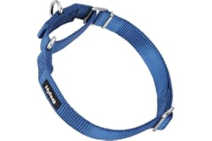 Hyhug Heavy Duty Nylon Anti - Escape Martingale Dog Collar for Large Medium Small Boy and Girl Dogs - Walking Training Daily Use. (Medium, Classic Blue)