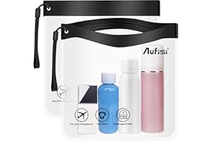 Aufisi Transparente Reise Kulturbeutel, 20 x 20 cm, Flughafensicherheits-zugelassene Flüssigkeitsbeutel, Reise-Kulturbeutel (2 Stück-schwarz)