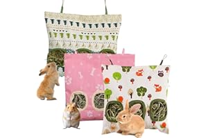 Pluvyze 3 Pezzi Porta Fieno per Conigli Portafieno per Conigli Borsa per Fieno per Conigli, Sacchetti Fieno Mangiatoia, Alimentatore Fieno per Porcellini D'India Mangiatoia per Conigli