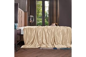 ‎THXSILK THXSILK Seide Kuscheldecke Sofa Decken - Seidendecke für Couch weich und warm, Wohndecke flauschig als Sofadecke Couchdecke - Innen und außen 100% Seide - Champagner, 135x180 cm