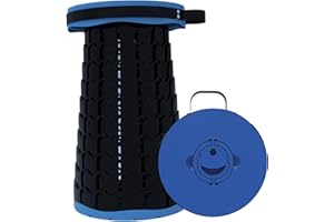 eBoutik - Portable Folding Telescoping Pop-Up Stool For Christmas, Winter Retractable & Adjustable Height, Lightweight Design, Perfect Seat for Travel - Xmas Camping, Fishing (Navy)