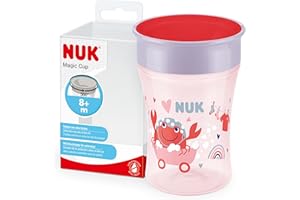 NUK Magic Cup bicchiere antigoccia | Bordo anti-rovesciamento a 360° | 8+ mesi | Senza BPA | 230 ml | Rosso
