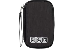 Zasjon Estuche Portátil para Accesorios Cables y Cargadores Universal, Bolsa Cable de Carga, Banco de Energía, USB, Organizadora Impermeable Viaje, Negro