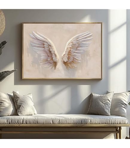 CXHOSTENT Toile Murale Abstraite Avec Ailes D'ange – Œuvre D'art Moderne Avec Cadre Pour Décoration De Salon (ange – 1, 40,6 X 61 Cm