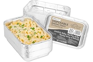 DELAHUNT CATERING SUPPLIES Small Disposable Aluminium Foil Trays [20 Pack] - UK-Made Mini 7.5-Inch Containers - Oven, Air Fryer, Microwave, Fridge & Freezer Safe - for Baking, Roasting, Meal Prep & Catering (19 x 12.6 x 2.6cm)