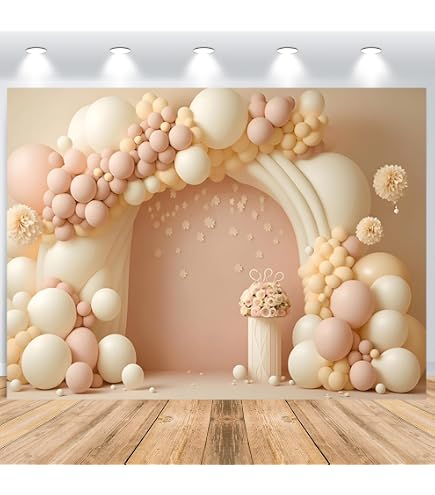 Sfondo Fotografico Per Primo Compleanno Bambina 1,5x1m – Tema Rosa Con Palloncini, Fiori, Farfalle E Torta – Telo In Vinile Per Decorazione Festa