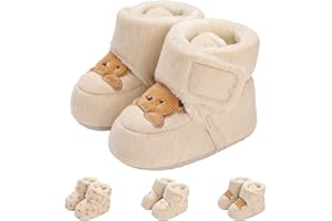Tolaler Unisex-Baby Neugeborenes Fleece Booties, Verdicktes Futter Warme Baby Winterschuhe Verstellbare Rutschfeste mit Weicher Sohle Baby Booties/Alltagskleidung (0-18 Monate)