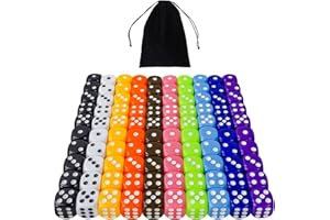 DEAMOS 16MM 100 Pcs Acrylic Dice Set, 10 Colors, Rounded Corner, D6, Game for Tenzi, Farkle, Yahtzee, Perudo, Math Teaching, Family Party, with 1 Dice Bag