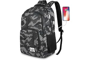 YAMTION 16 Kolorów 15,6/17,3 Cala Plecak na Laptopa Plecak Szkolny z Połączeniem USB dla Mężczyzn i Kobiet, Wodoodporny, 35-40L