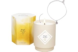 MY JOLIE CANDLE - Bougie Bijou Parfumée Monoï des Îles - Bracelet Surprise Argenté - Cadeau Femme Maman pour la Fête des Mères, Anniversaire, Noël - Cire Naturelle Végétale