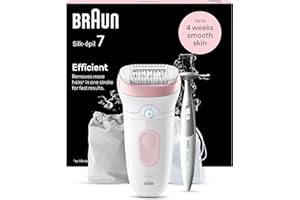 Braun Silk-épil 7, Epilierer Damen, Haarentferner für langanhaltende Haarentfernung, Inkl. Bikinitrimmer (Haartrimmer Intimbereich), 7-210, Weiß, Rosa