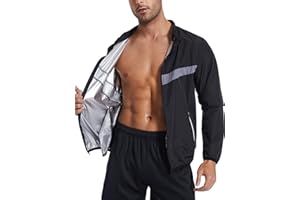 LAZAWG Sauna Jacket for Men Sweat Body Shaper Slimming Fitness Plus Size Sauna Shirt Mens Sweat Suits Exercise Gym Running