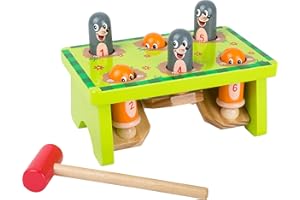 small foot Banc a marteler Tape sur la taupe, certifiée FSC® 100%, jeu robuste en bois, à partir de 18 mois, 11162