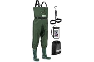 Foxelli Chest Waders – Waterproof 2-ply Nylon/PVC Hunting Fishing Waders for Men and Women with Boots