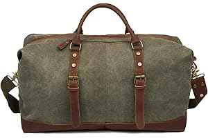 EverVanz Sac de Voyage baise-en-Ville extralarge en Toile et Bordures Cuir avec bandoulière