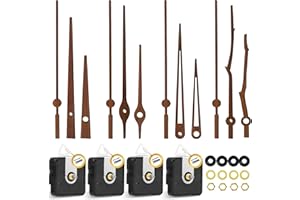 WinTaim 4 Stücke Uhrwerk für wanduhr, mit 4 Arten von Lautlos Walnussholz Uhrzeigern, Austausch von batteriebetriebenen Ersatzteilen (Passend für 12-14 Zoll Uhr)