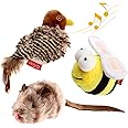 GiGwi Interactive Cat Toys Animal Sound Bird/mouse/Bee Interactive Squeaking Cat Toys Melody Chaser& Toys for Cats to Play Alone,Funny Squeak Kitten Toys for Boredom