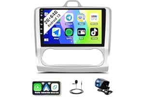 SIXWIN 2G+64G Android Car Stereo for Ford Focus Exi MT 2 3 Mk2/Mk3 2004-2011 9 Inch Touchscreen with Wireless CarPlay Android Auto Mirror Link 28UI Bluetooth FM GPS Navigation WiFi SWC Backup Camera