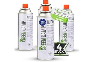 Green Camp ® Gaskartuschen 227g [Made IN Europe] ideal für Gaskocher, Gasheizung, Gasbrenner, Unkrautbrenner oder Campingkocher - Butan Gaskartusche Typ MFS – 1A (4X Gaskartuschen)