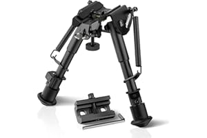 AOMEKIE Bipod Tattico 6-9 Pollici Airsoft Rifle Telescopico Regolabile Primavera Ritorno Picatinny & Swivel-Stud Clamp Caccia Bipiede con Adattatore di Montaggio Nero