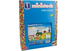 FEUCHTMANN Ministeck 31583 - Mosaikbild Bauernhof 4 in 1, Steckplatte, ca. 1000 Teile und Zubehör, als Geschenk für kreatives Spielen
