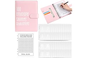 WAVATA 100 buste Envelope Saving Challenge – Risparmio di denaro Sfida per risparmiare denaro, risparmiando denaro sfida, con 100 Envelope Challenge Binder, Risparmia 5000 EUR
