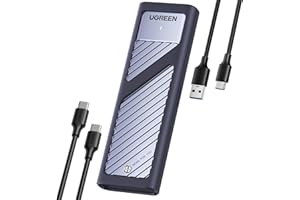 UGREEN Boîtier SSD M2 NVMe USB 3.2 Gen 2 10Gbps Adaptateur Disque Dur PCIe 2230 2242 2260 2280 Compatible avec iPhone 17 Pro Max Air Mac MacBook PC Windows Linux PS5 Xbox Deux Câbles Fournis