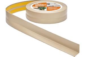 Quest Battiscopa Morbido Adesivo - 30 mm x 30 mm - Finitura Flessibile, Listello in PVC, Profilo Angolare per Cucina, Bagno, Parete, Pavimento - Decorativo, Resistente ai raggi UV (Beige, 5m)